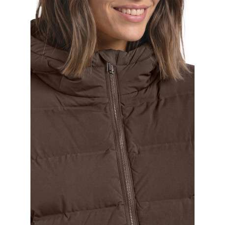 Doudoune matelassée marron à coupe droite pourvue d'un col à capuche - Image 4