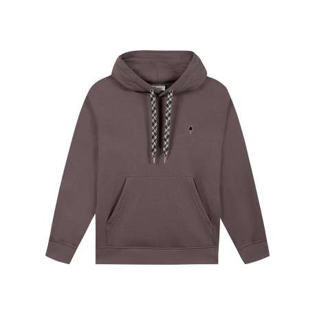 Sweat prune avec un col à capuche agrémenté de cordons multicolores