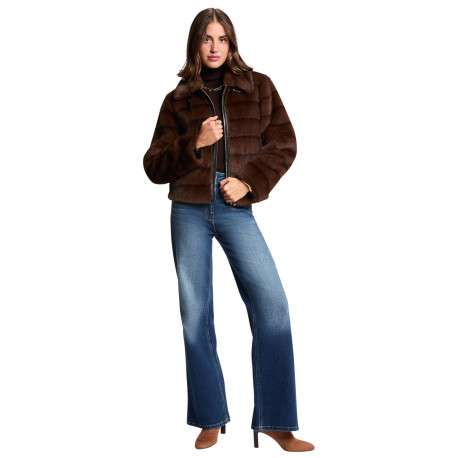Blouson marron pourvu d'une coupe droite et d'un col à revers - Image 3