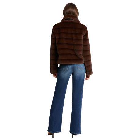 Blouson marron pourvu d'une coupe droite et d'un col à revers - Image 4