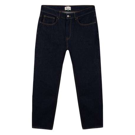 Jean en coton bleu denim muni d'une coupe large avec 5 poches