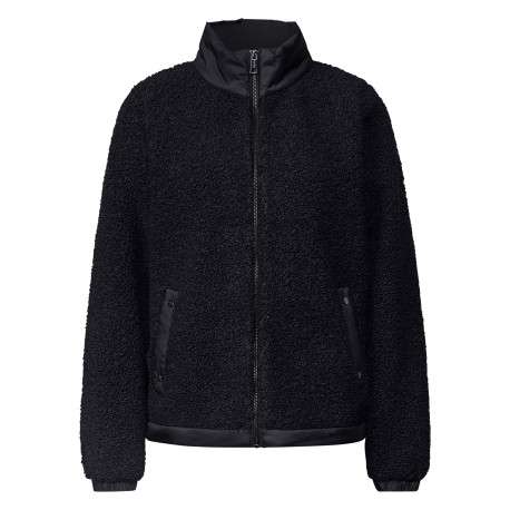 Veste indigo à coupe droite pourvue d'un col montant et de manches longues