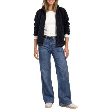 Veste indigo à coupe droite pourvue d'un col montant et de manches longues - Image 6