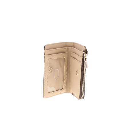 Porte-monnaie chocolat à motif monogramme muni d'un zip et d'un bouton-pression - Image 3