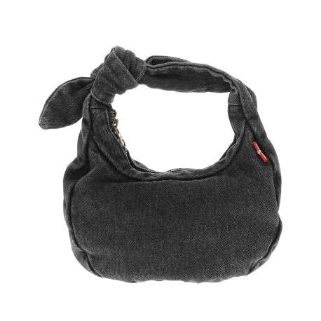 Sac à main anthracite effet matière de jean en coton doté d'une anse nouée