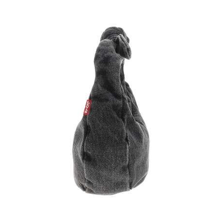 Sac à main anthracite effet matière de jean en coton doté d'une anse nouée - Image 2