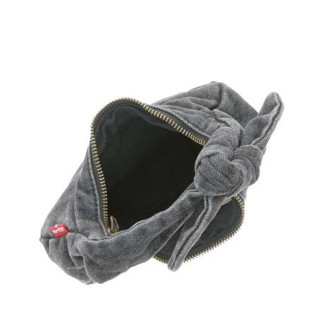 Sac à main anthracite effet matière de jean en coton doté d'une anse nouée - Image 4