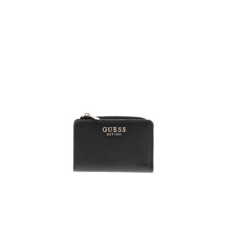 Porte-cartes noir uni muni d'une fermeture à zip et d'un revêtement en grain
