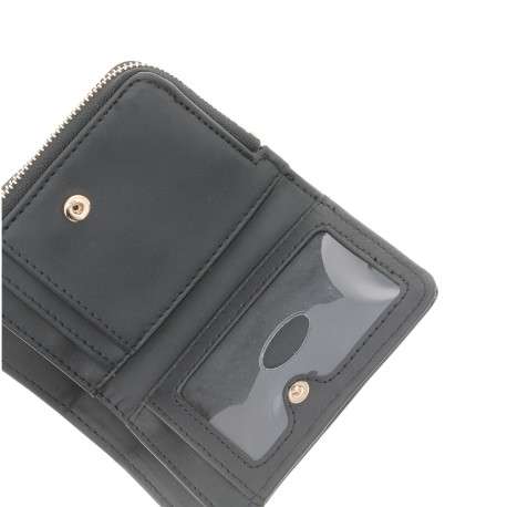 Porte-cartes noir uni muni d'une fermeture à zip et d'un revêtement en grain - Image 4