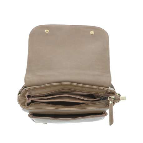 Sac à bandoulière fermé par 1 rabat bi-matière orné de rivets décoratifs - Image 4