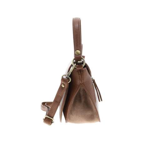 Sac à bandoulière marron en simili-cuir grainé orné de rivets décoratifs - Image 2