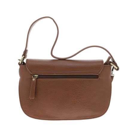 Sac à bandoulière marron en simili-cuir grainé orné de rivets décoratifs - Image 3