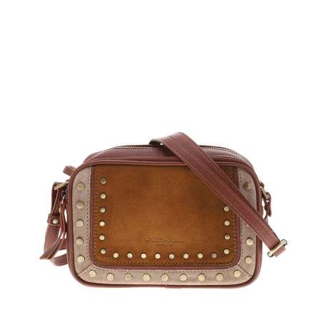 Sac à bandoulière bi-matière pourvu de 2 compartiments zippés