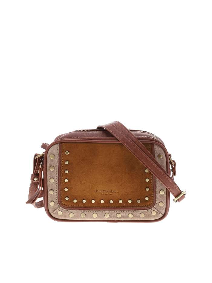 Sac à bandoulière bi-matière pourvu de 2 compartiments zippés