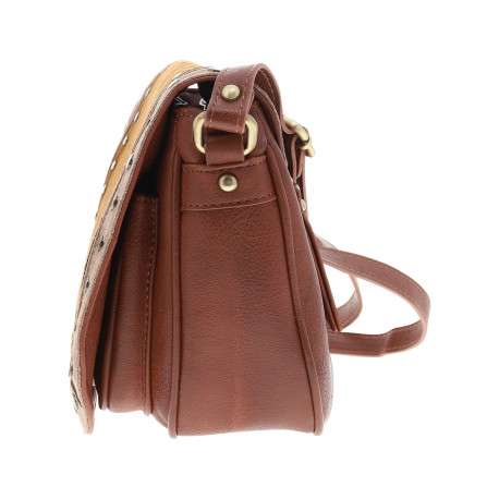Sac à bandoulière bi-matière pourvu d'un rabat orné de rivets décoratifs - Image 2