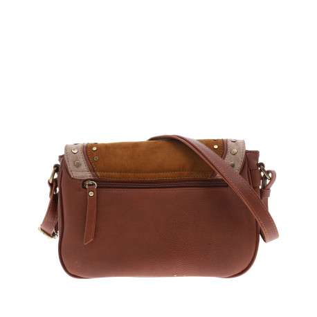 Sac à bandoulière bi-matière pourvu d'un rabat orné de rivets décoratifs - Image 3