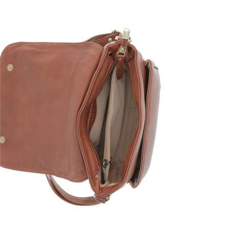 Sac à bandoulière bi-matière pourvu d'un rabat orné de rivets décoratifs - Image 4