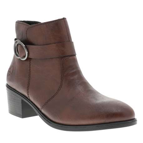 Boots marron à talon décroché haut ornées d'une boucle décorative sur la tige - Image 2