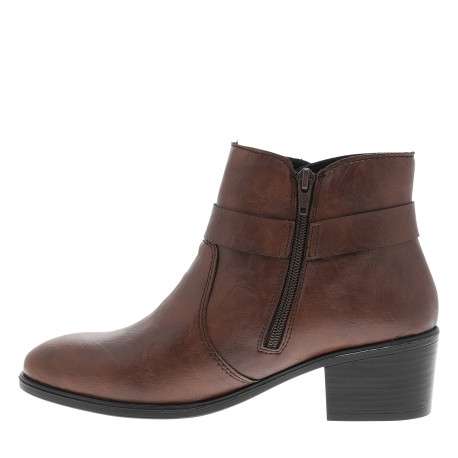 Boots marron à talon décroché haut ornées d'une boucle décorative sur la tige - Image 3