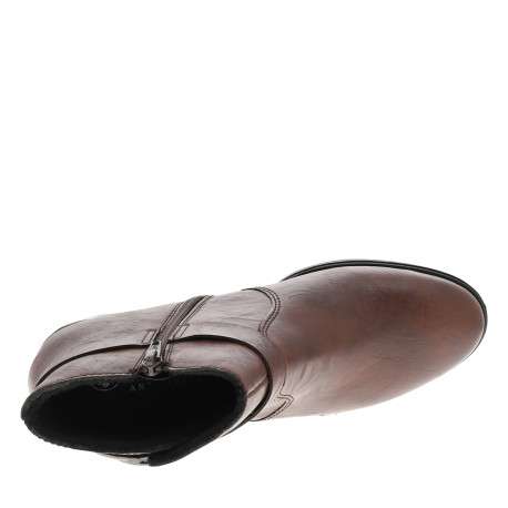 Boots marron à talon décroché haut ornées d'une boucle décorative sur la tige - Image 5
