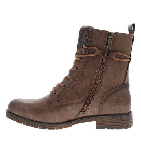 Bottines marron à talon décroché bas pourvues d'un zip et de lacets ronds - Image 3