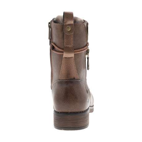Bottines marron à talon décroché bas pourvues d'un zip et de lacets ronds - Image 4