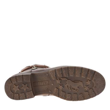Bottines marron à talon décroché bas pourvues d'un zip et de lacets ronds - Image 6