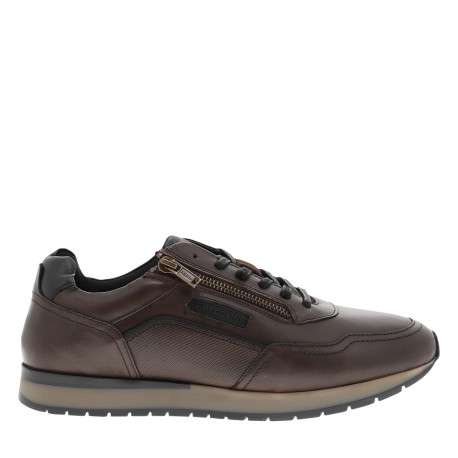 Baskets running Assure en cuir noisette munies d'un talon plat à lacets et zip