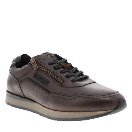 Baskets running Assure en cuir noisette munies d'un talon plat à lacets et zip - Image 2
