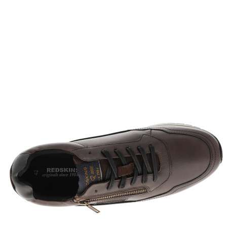 Baskets running Assure en cuir noisette munies d'un talon plat à lacets et zip - Image 5