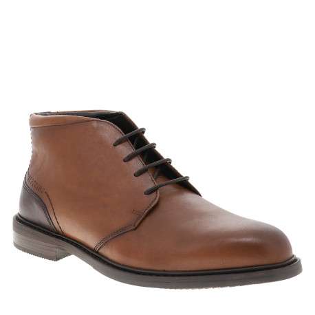 Bottines Fisher en cuir cognac pourvues d'un talon décroché bas et des lacets - Image 2