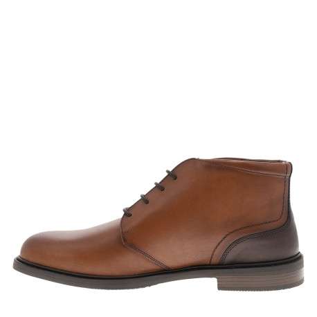 Bottines Fisher en cuir cognac pourvues d'un talon décroché bas et des lacets - Image 3