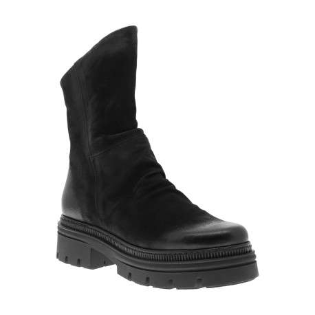 Bottines en cuir noires à talon décroché bas pourvues d'une fermeture zippée - Image 2