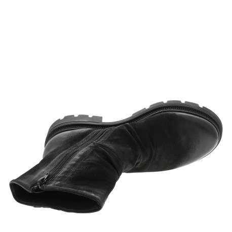 Bottines en cuir noires à talon décroché bas pourvues d'une fermeture zippée - Image 5