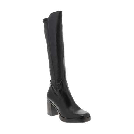 Bottes en cuir noires à talon décroché haut pourvues d'une fermeture zippée - Image 2