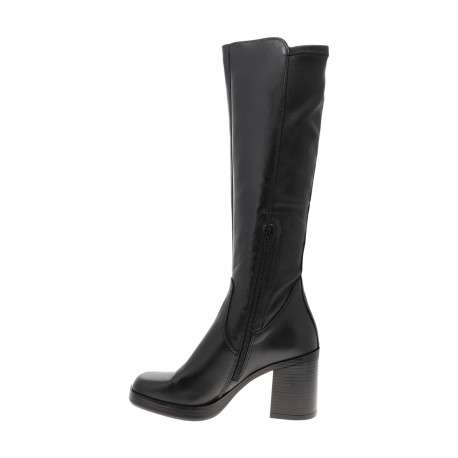 Bottes en cuir noires à talon décroché haut pourvues d'une fermeture zippée - Image 3