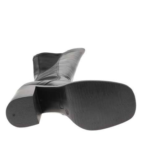 Bottes en cuir noires à talon décroché haut pourvues d'une fermeture zippée - Image 6