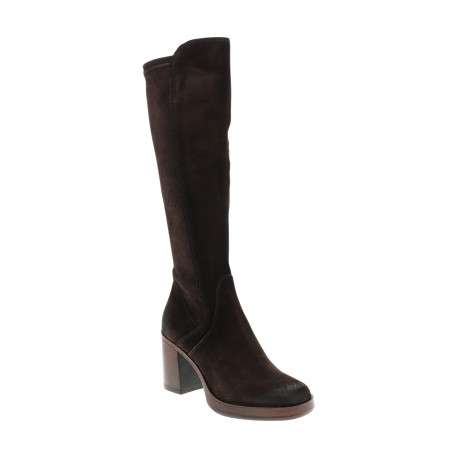 Bottes en cuir marron à talon décroché haut pourvues d'une fermeture zippée - Image 2