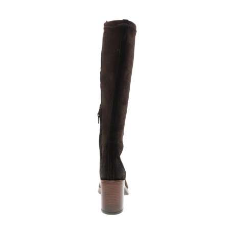 Bottes en cuir marron à talon décroché haut pourvues d'une fermeture zippée - Image 4