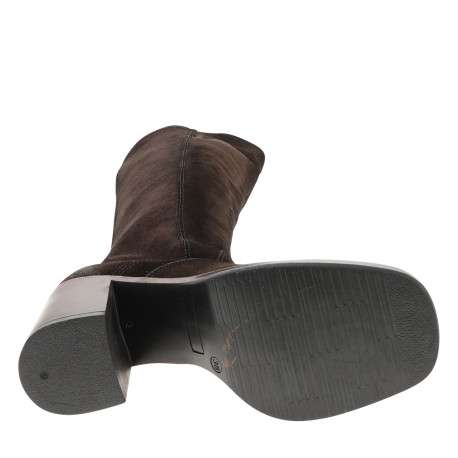 Bottes en cuir marron à talon décroché haut pourvues d'une fermeture zippée - Image 6