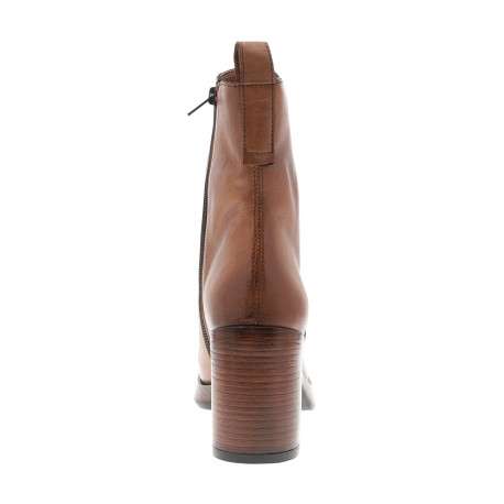 Bottines en cuir camel à talon décroché moyen pourvues d'une fermeture zippée - Image 4
