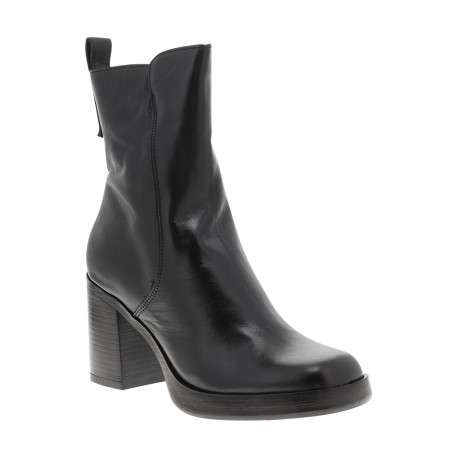 Bottines en cuir noires à talon décroché moyen pourvues d'une fermeture zippée - Image 2