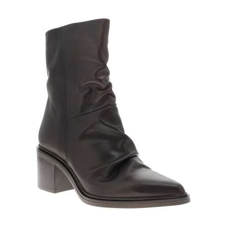 Bottines en cuir marron à talon décroché moyen pourvues d'une fermeture zippée - Image 2