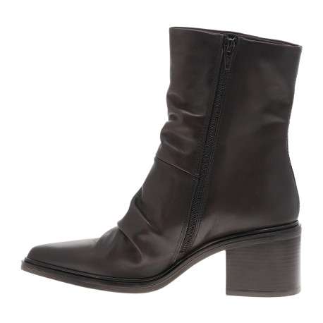 Bottines en cuir marron à talon décroché moyen pourvues d'une fermeture zippée - Image 3