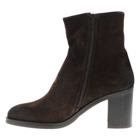 Bottines en cuir marron à talon décroché haut pourvues d'une fermeture zippée - Image 3