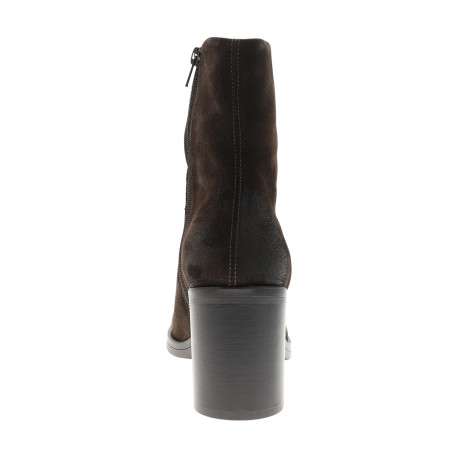 Bottines en cuir marron à talon décroché haut pourvues d'une fermeture zippée - Image 4