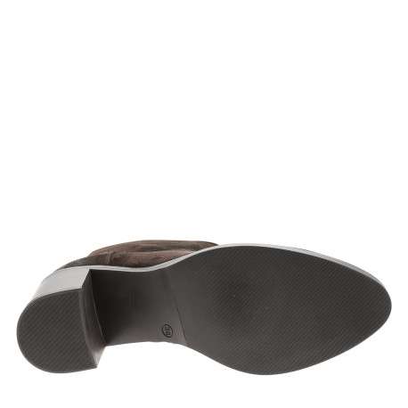 Bottines en cuir marron à talon décroché haut pourvues d'une fermeture zippée - Image 6