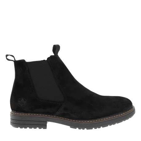 Boots en cuir noir munies d'un zip et d'un soufflet élastiqué