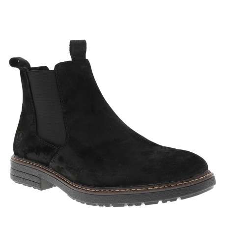 Boots en cuir noir munies d'un zip et d'un soufflet élastiqué - Image 2