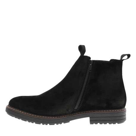 Boots en cuir noir munies d'un zip et d'un soufflet élastiqué - Image 3